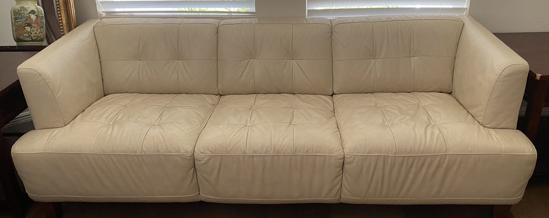 Genuine White Leather Couch Set- 3 Piece