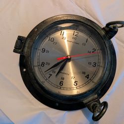 Vintage Ship's Time Quartz Solid Brass Clock