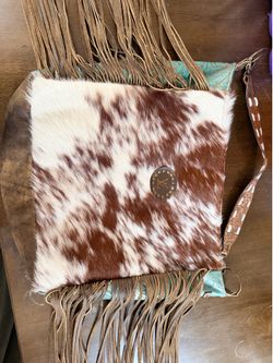 Real cowhide tassel up-cycled LV western handbag
