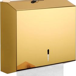 New Gold Wall Mounted Stainless Steel Paper Towel Dispenser with Lock