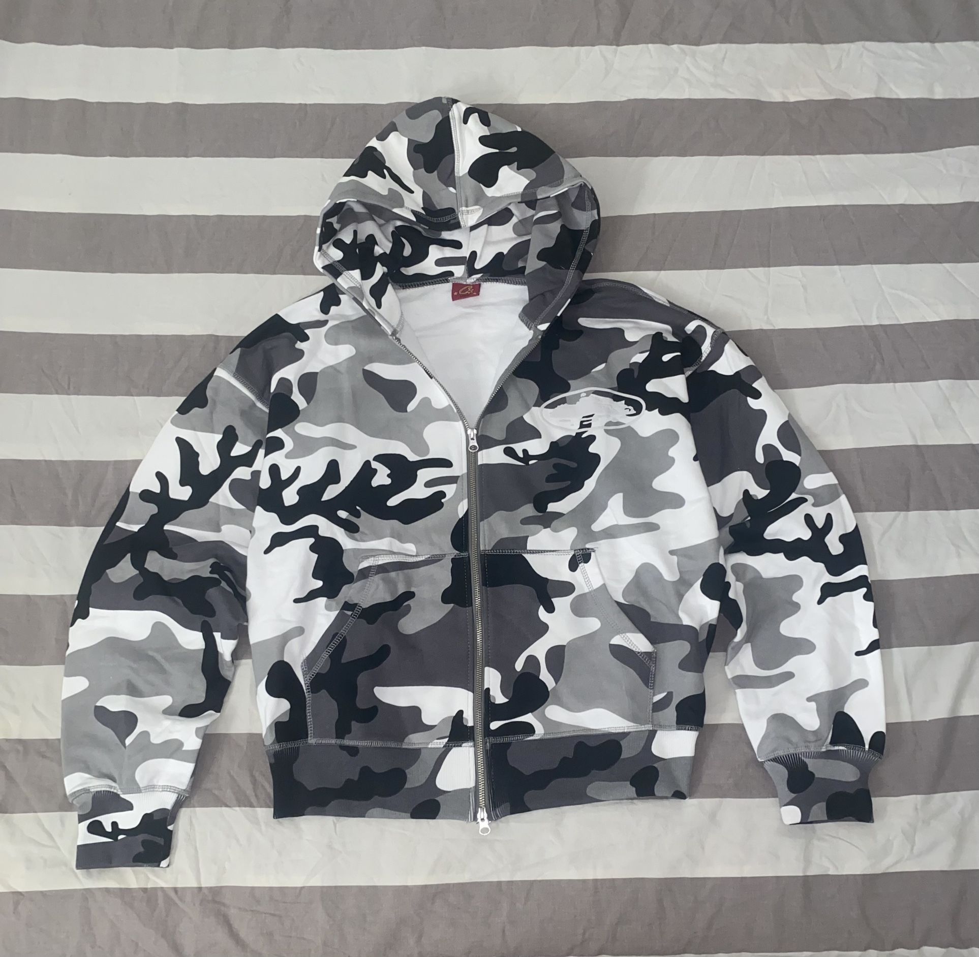 Corteiz Puff Print Arctic Camo Zip Up Hoodie