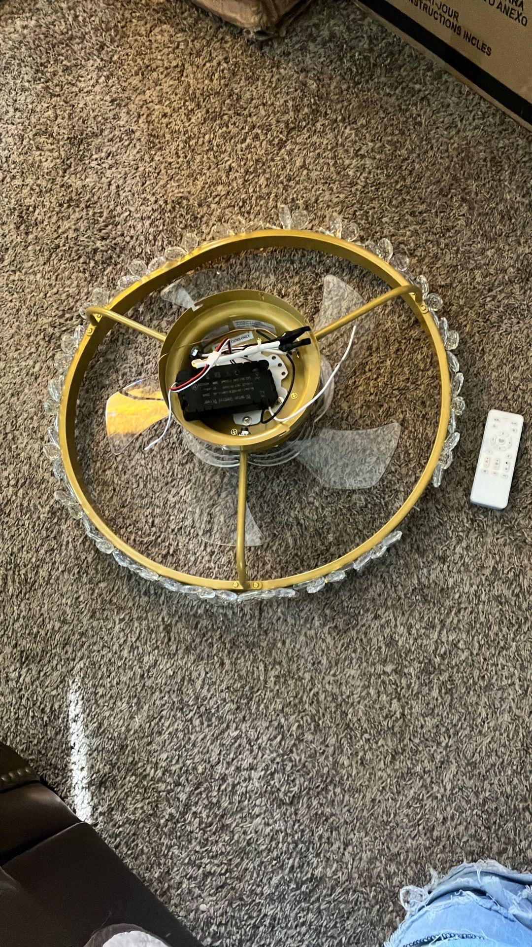 22'' Gold Crystal Ceiling Fan with Lights