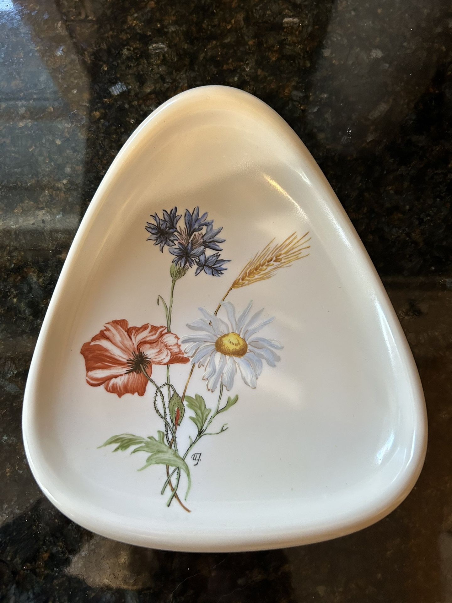 1968 Hand Painted Ceramic Trinket Dish