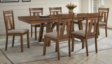 7 PC DINING TABLE WITH DOUBLE EXTESNION LEAF