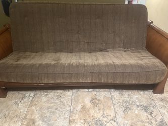 Brown Futon With Wood Frame
