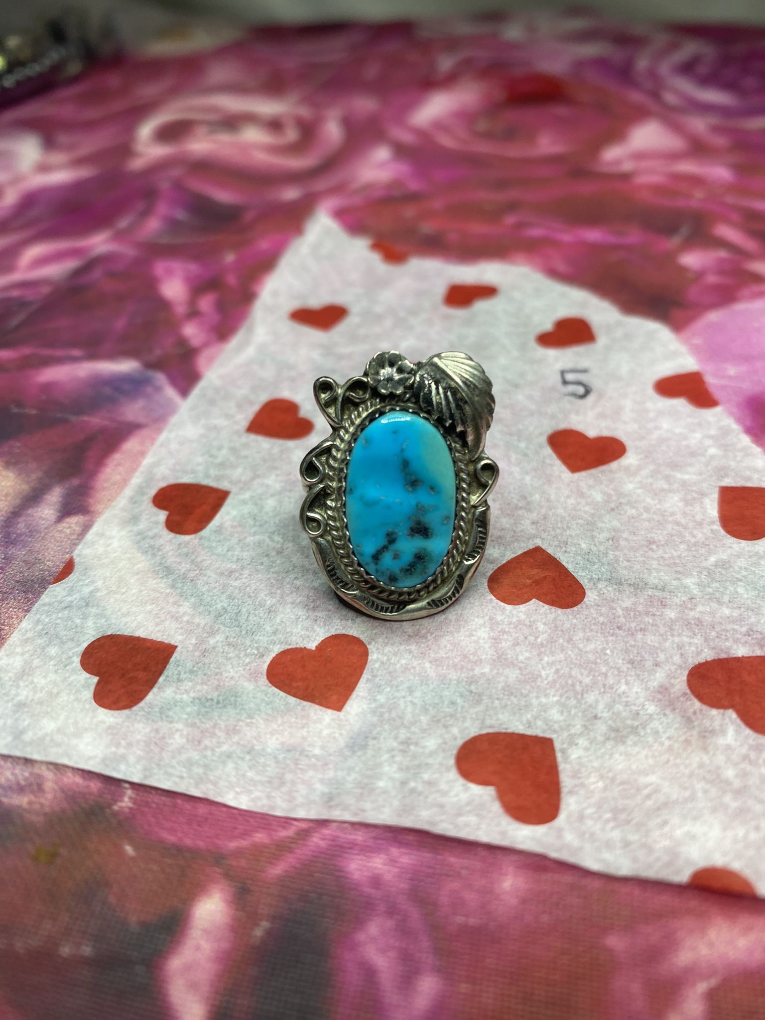 Vintage 925 Navajo Turquoise Ring 