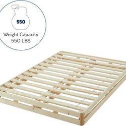NEW FULL Natural Wood Instant Foundation Low Profile 4in smart Box-Spring