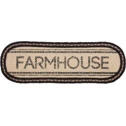 VHC Brands Farmhouse Cream and Black Jute Farmhouse Table Runner Sawyer Mills