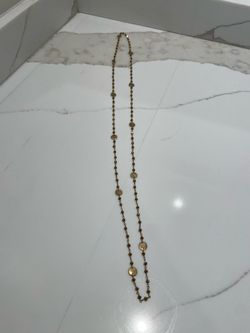 Gold-Tone Beaded Chain Necklace with Coin Discs