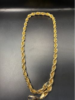 14K Stamped Miami Rope Chain 10MM 24IN Brass Layered Gold (145 Grams)