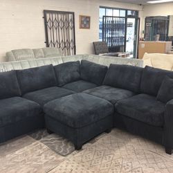 New 99x99 Sectional Couch  With Ottoman/ Free Delivery 