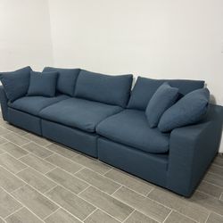Sectional Cloud Couch Blue Linen Super Comfy FREE DELIVERY 