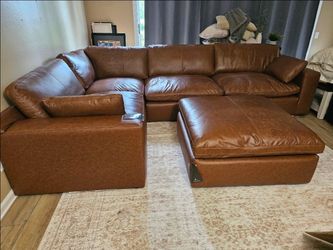 New 4 Pc 100% Leather Sectional EMILIA ottoman