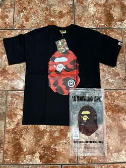 Bathing ape black and red bape t shirt