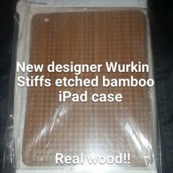 New designer wood iPad case bamboo etched houndstooth gift buy designer wurkin stiffs nib