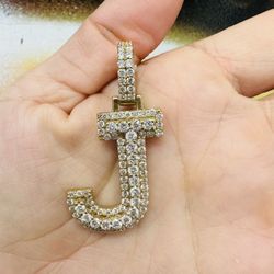 10k Diamond Letter J Pendant 