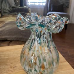 Confetti Blown Murano Style Glass Vase 