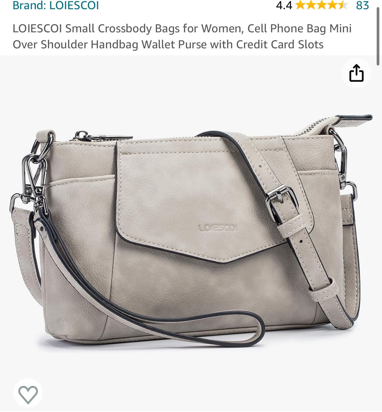 LOIESCOI Small Crossbody Bags for Women, Cell Phone Bag Mini Over Shoulder Handbag Wallet Purse with Credit Card Slots (Grey & Brown Available)