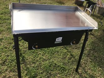 Plancha de acero inoxidable y estufa de doble quemador