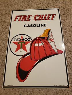 Texaco Fire Cheif Porcelain Sign