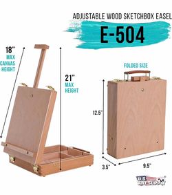 U.S. Art Supply Newport Small Adjustable Wood Desktop Easel - Premium Beechwood