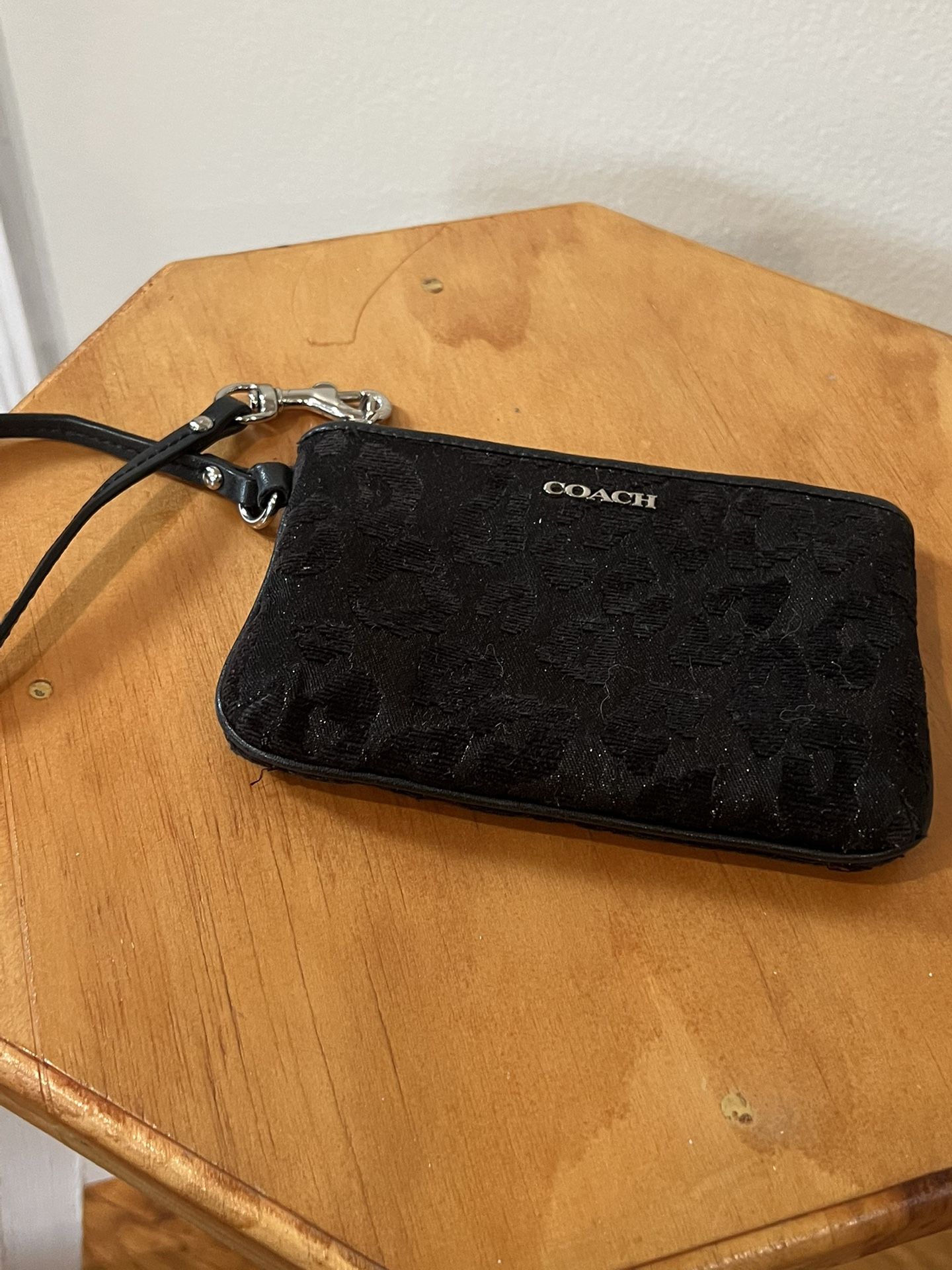 Coach Black Leopard Print Wristlet