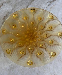 Large Lalique Amber Serpent Center Bowl, France