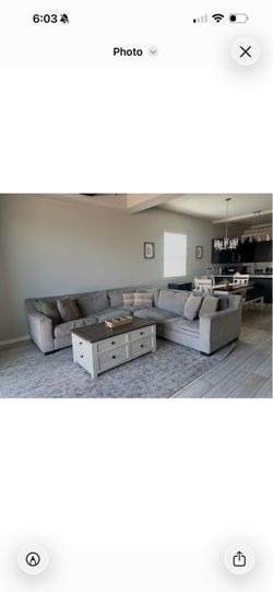 Gray/ brown Fabric L-Shaped Sectional Sofa