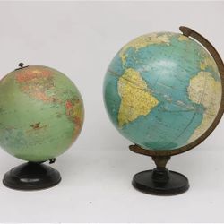 2 Vintage World Globes