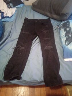 Purple jeans and black essential hoodie