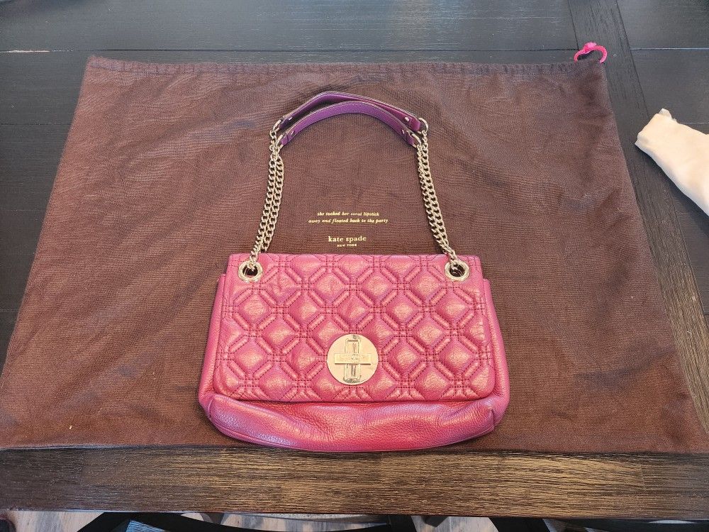 Kate Spade Magenta/ Pink quilted clutch with straps : Cynthia Astor court quilted leather shoulder 