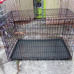 collapsible large dog crate cage pet carrier 60"x36" wide 36"tall hard plastic removable cage liner