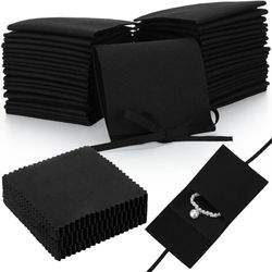 Black Microfiber Jewelry Pouch With Cleaning Clothes