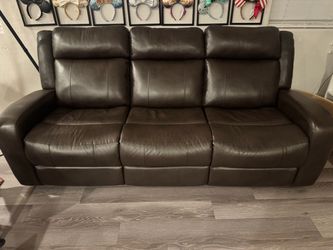 Brown Leather Reclining Sofa