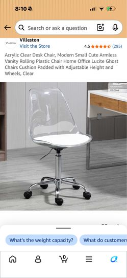 Clear acrylic office chair white leather seat