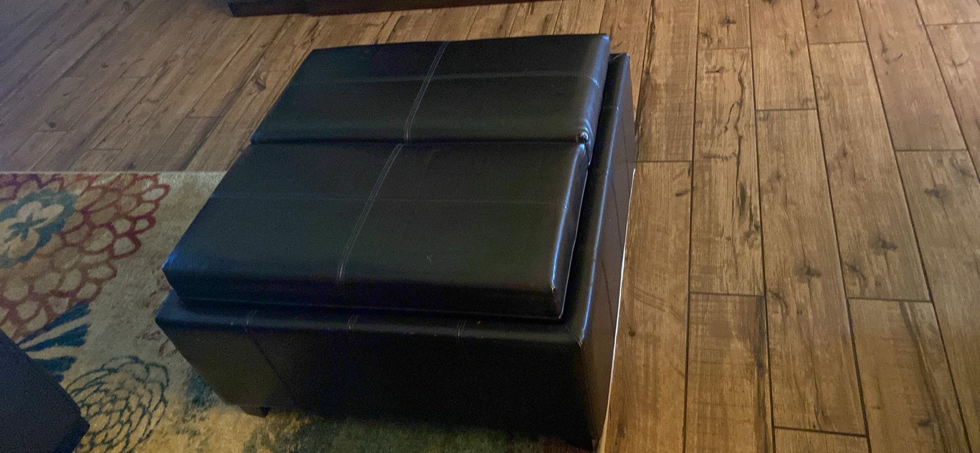 Leather Storage/Serving Tray/Ottoman