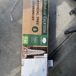 7' Pre-Lit Colorado Green Flocked Artificial Christmas Tree with Warm White LED Lights, by Holiday Time