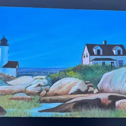 Coastal Lighthouse Oil Painting 18x24 Canvas Signed Dated 1998 Nautical Art