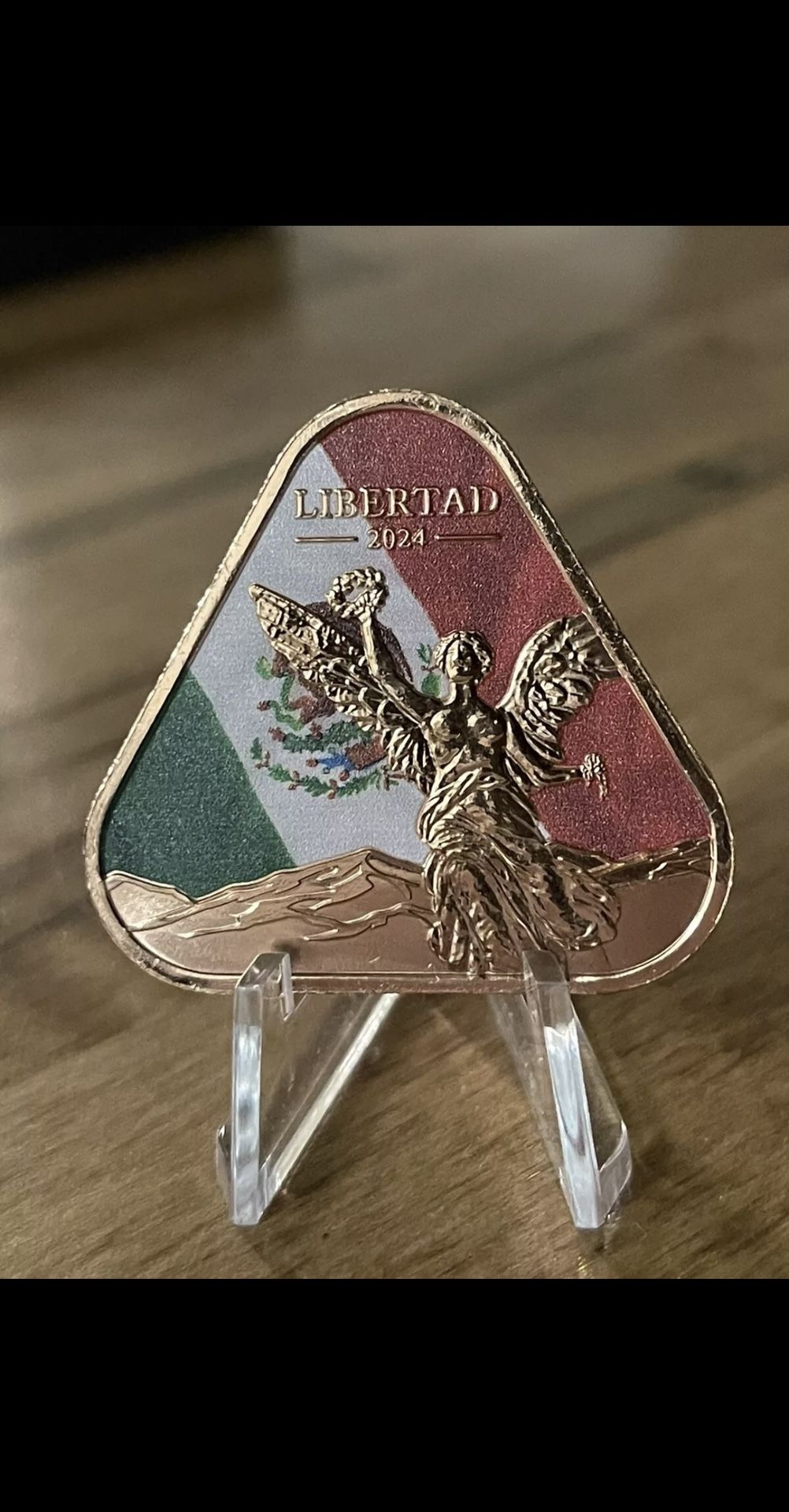 Novelty Libertad Mexican Flag Pure Copper Triangular Colorized