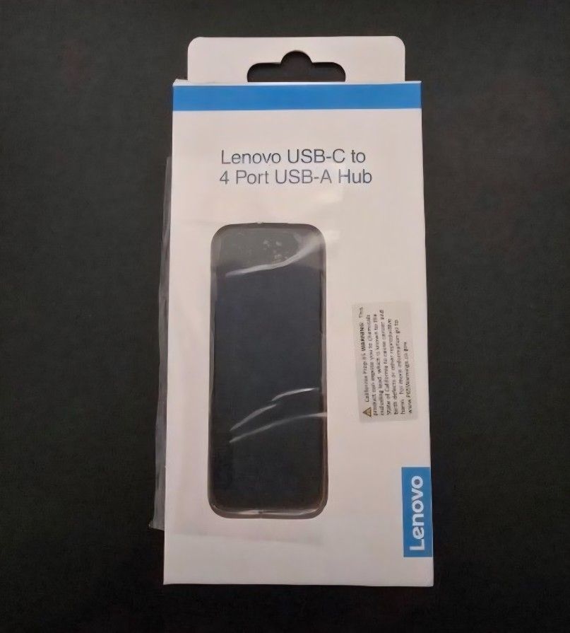 Lenovo USB-C To 4 Port USB-A Hub. Black. NEW IN BOX. Used For Mac, PC & Chromebook. Plug & Play.