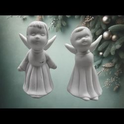 Collectible, white, bisque porcelain, kissing angels