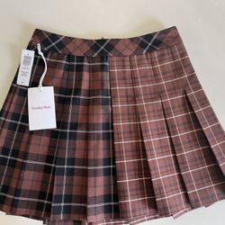 Sunday Best olive 15” skirt cognac mixed check Size 0