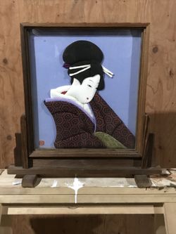 Vintage nylon carved Asian women (11x12)