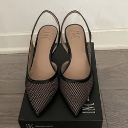 INC Black Mesh Slingback Heels