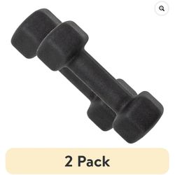 (2 pack) CAP Neoprene Comfort Grip Dumbbell, Black, 5 lbs