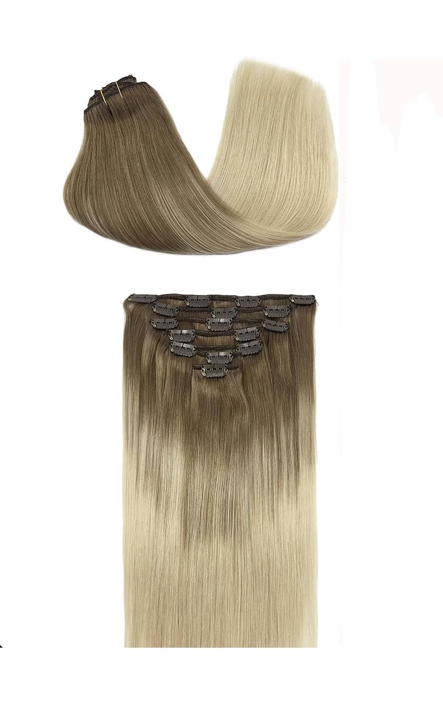 GOO GOO Clip in Hair Extensions Real Human Hair, Remy Human Hair Extensions Clip ins