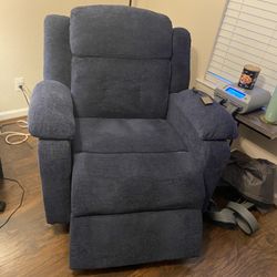 Electric Power Recliner Chenille Blue
