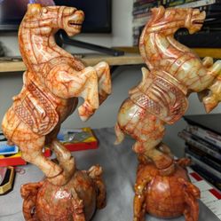 Two Jade Horse Statues