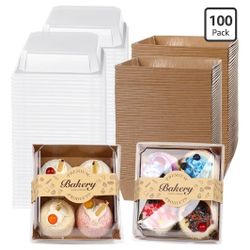 New 100 Pack Charcuterie Boxes with Clear Secure Lids 5.3x4.9x2.5 Inches