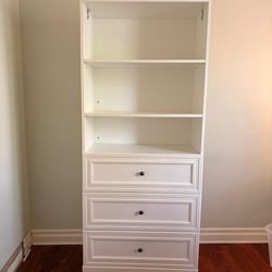 Closet organizer with drawers and shelves white